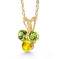 thumbnail image 2 of Gem Stone King 14K Yellow Gold Green Peridot and Yellow Sapphire 3-Stone Pendant Necklace for Women (0.37 Cttw, Gemstone August Birthstone, Round 3MM, 18 inch Chain), 2 of 4
