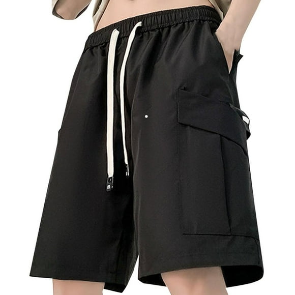pstuiky Pantalones cortos de entrenamiento para hombre, Pantalones cortos casuales de moda para hombre, de color sólido, con bolsillos tipo cargo y cintura elástica Pantalones cortos de golf