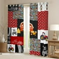 thumbnail image 2 of Farmhouse Truck Window Curtains,Rainbow Tractors Construction 30%-50% Blackout Curtains,Teal Vehicle Big Wheel Car Curtains & Drapes,Grid Checked Red Black Patchwork Window Treatments, 2 of 6