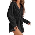 thumbnail image 2 of Long Bath Robe for Womens Plush Soft Fleece Bathrobes Nightgown Ladies Pajamas Hooded Sleepwear Housecoat with Belt, 2 of 5