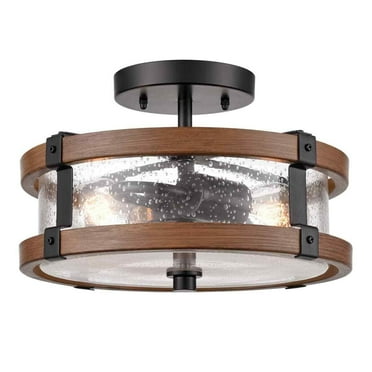 Farmhouse 2-Light Ceiling Light Fixture Semi Flush Mount Rustic Ceiling Light