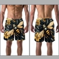 thumbnail image 3 of luoweisi Men's Beach Shorts Quick Dry Swim Trunks with Mesh Lining Bee M, 3 of 5