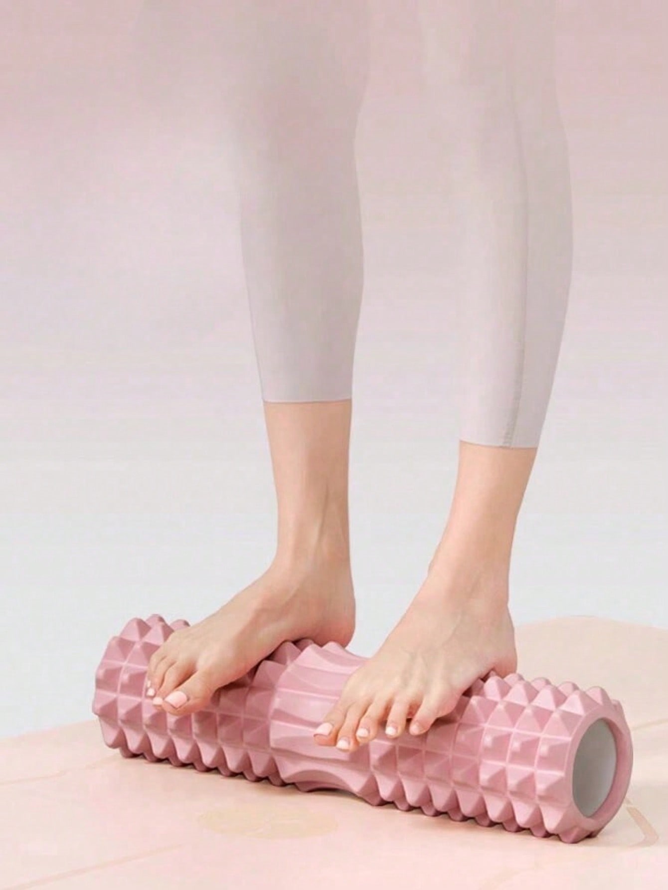 1pc Pink Foam Yoga Massage Roller, High Density Textured Muscle Roller for Deep Tissue Massage, Lightweight Fitness Accessory for Yoga, Pilates & Muscle Recovery