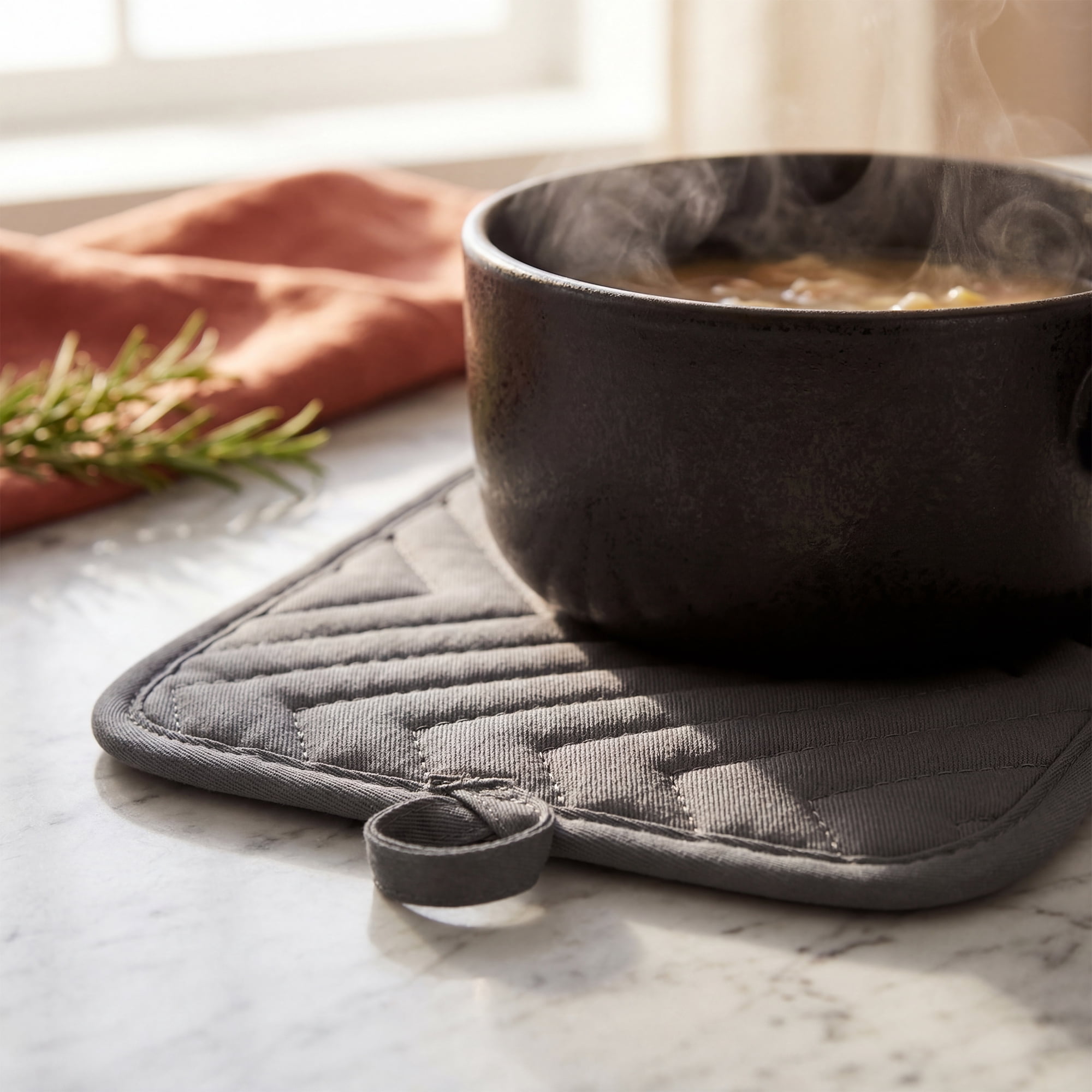 Unique Bargains 2 Pcs Pot Holders Heat Resistant Non Slip Hot Pads for Kitchen Gray 9.1"x7.1"