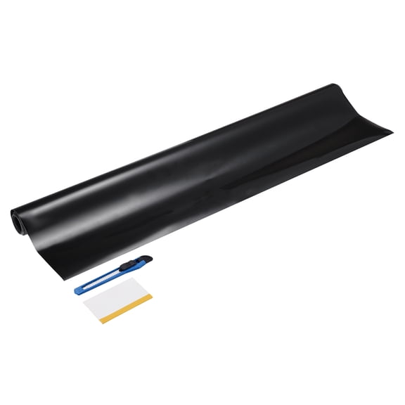 Uxcell 1 Set Carbon Fiber Vinyl Wrap 20" x 5ft Self-Adhesive w Scraper Black