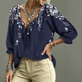 thumbnail image 4 of Polka Dot Lace Up Blouse Summer V Neck 3/4 Sleeve Lace Up Blouses Beach Vacation Clothes, 4 of 5