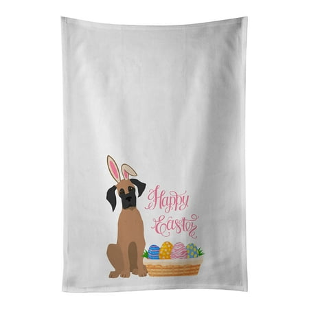 

Fawn Great Dane Easter White Kitchen Towel Set of 2 Dish Towels 19 in x 28 in