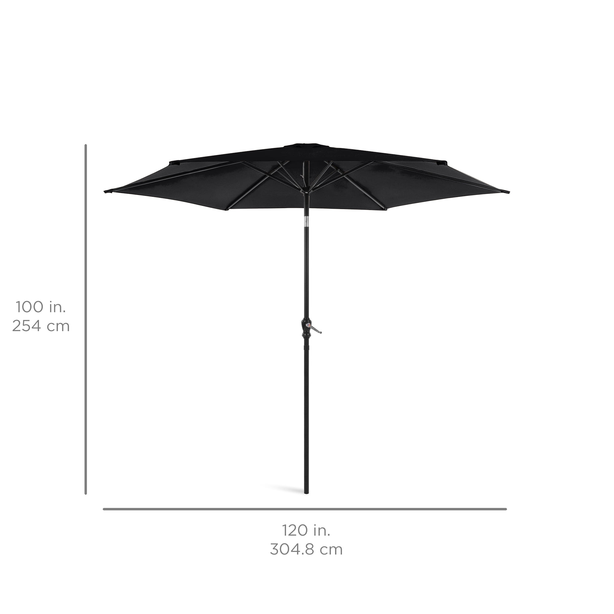 Best Choice Products 10ft Outdoor Steel Market Patio Umbrella w/ Crank, Tilt Push Button, 6 Ribs - Black