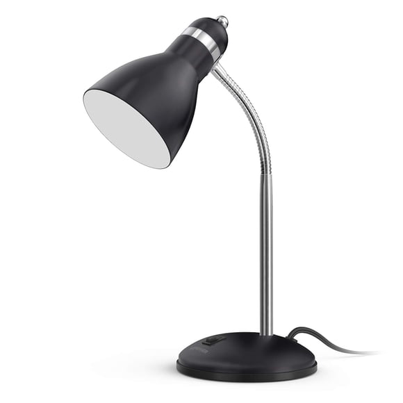 Lámpara de escritorio LEPOWER de metal ajustable con cuello de ganso, negra