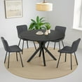 thumbnail image 2 of MAYEERTY 47"Round Modern Dining Table Fits 4-6, Farmhouse Style,Metal Frame for Kitchen/Dining Room, Black, 2 of 8