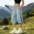 thumbnail image 5 of Bloomae Womens Hiking Capri Pants Lightweight Quick Dry Casual Fall Adjustable Drawstring Elastic Waist Baggy Ruched Hem Cropped Trousers with Pockets, 5 of 7