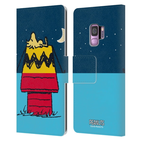 Head Case Designs Officially Licensed Peanuts Halfs And Laughs Woodstock House Leather Book Wallet Case Cover Compatible with Samsung Samsung Galaxy S9