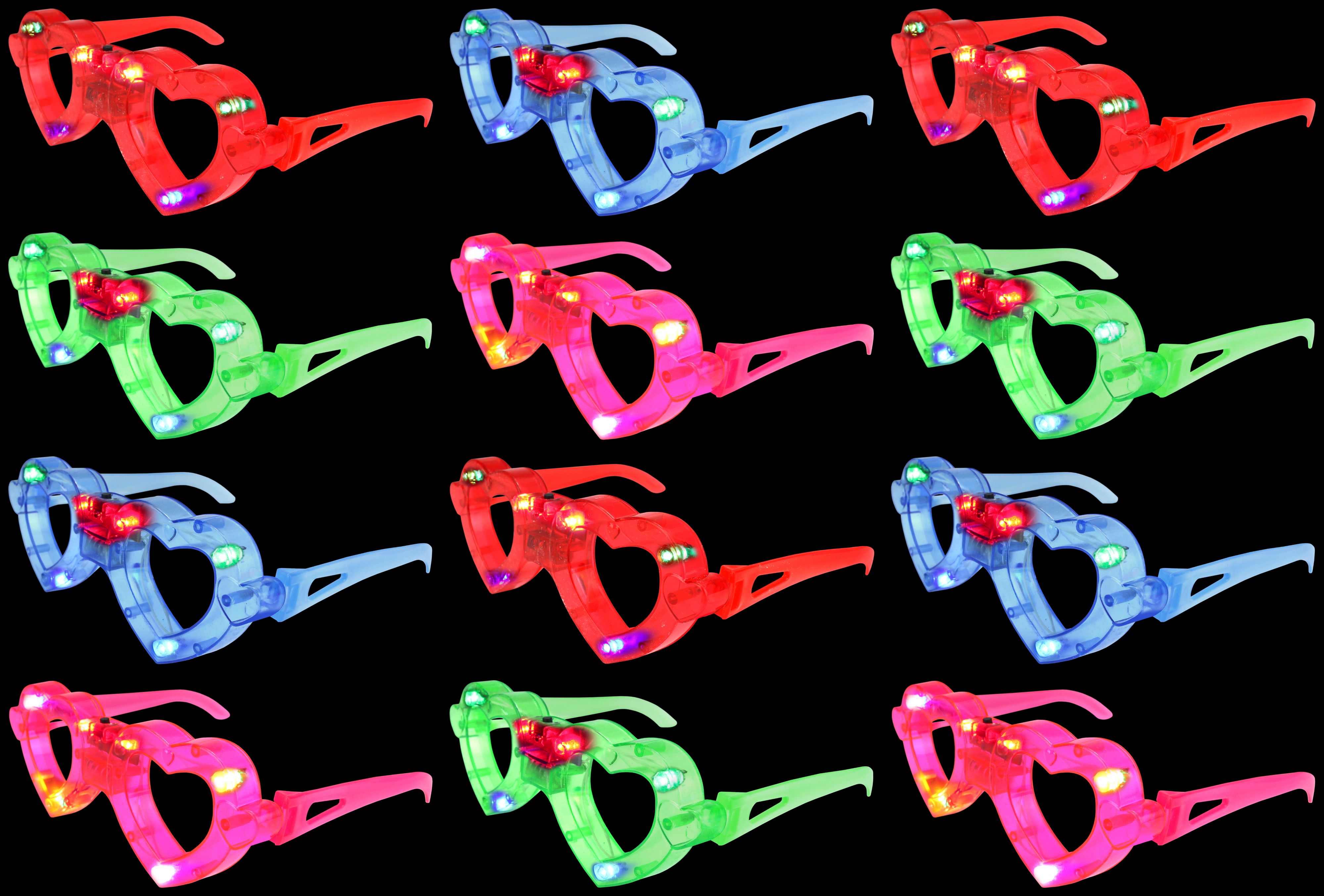 Set of 12 VT Flashing LED Multi Color 'Love Heart' Light Up Show Party