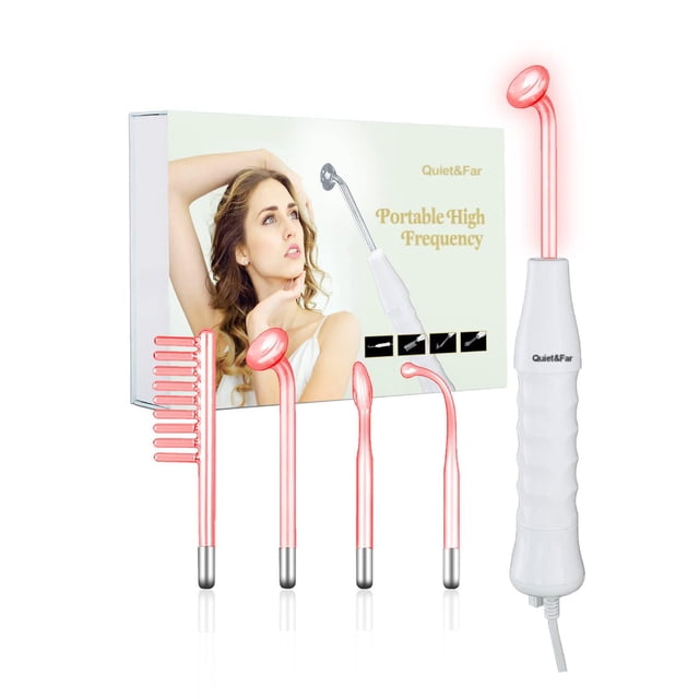 Máquina facial de alta frecuencia Quiet&Far, herramienta para el cuidado de la piel, dispositivo de varita Facial de alta frecuencia con 4 tubos