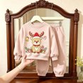 thumbnail image 2 of Enjoytime Christmas Girls Outfits Print Long Sleeve Crewneck Sweatshirt with Pants 2 Piece Set Cute Holiday Kids Toddler Clothes, 2 of 6