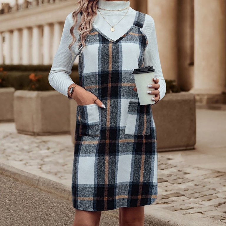 plaid pinafore mini dress Milo Check Pinafore Mini Dress Disturbia
