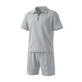 thumbnail image 6 of Dresfit Quarter Zip Shirt and Shorts Set Men Collared Polo Shirts Shorts Tracksuit 2026 Summer Breathable Baggy 2 Piece Outfits L, 6 of 6