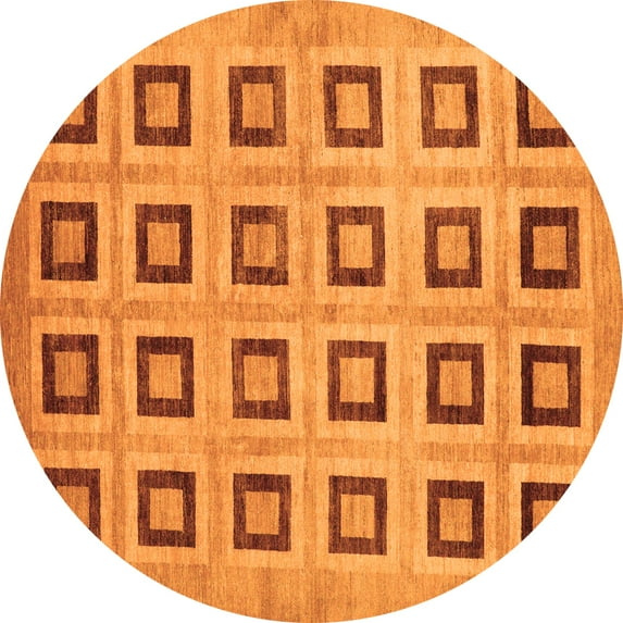 Ahgly Company Indoor Round Abstract Orange Modern Area Rugs, 4' Round