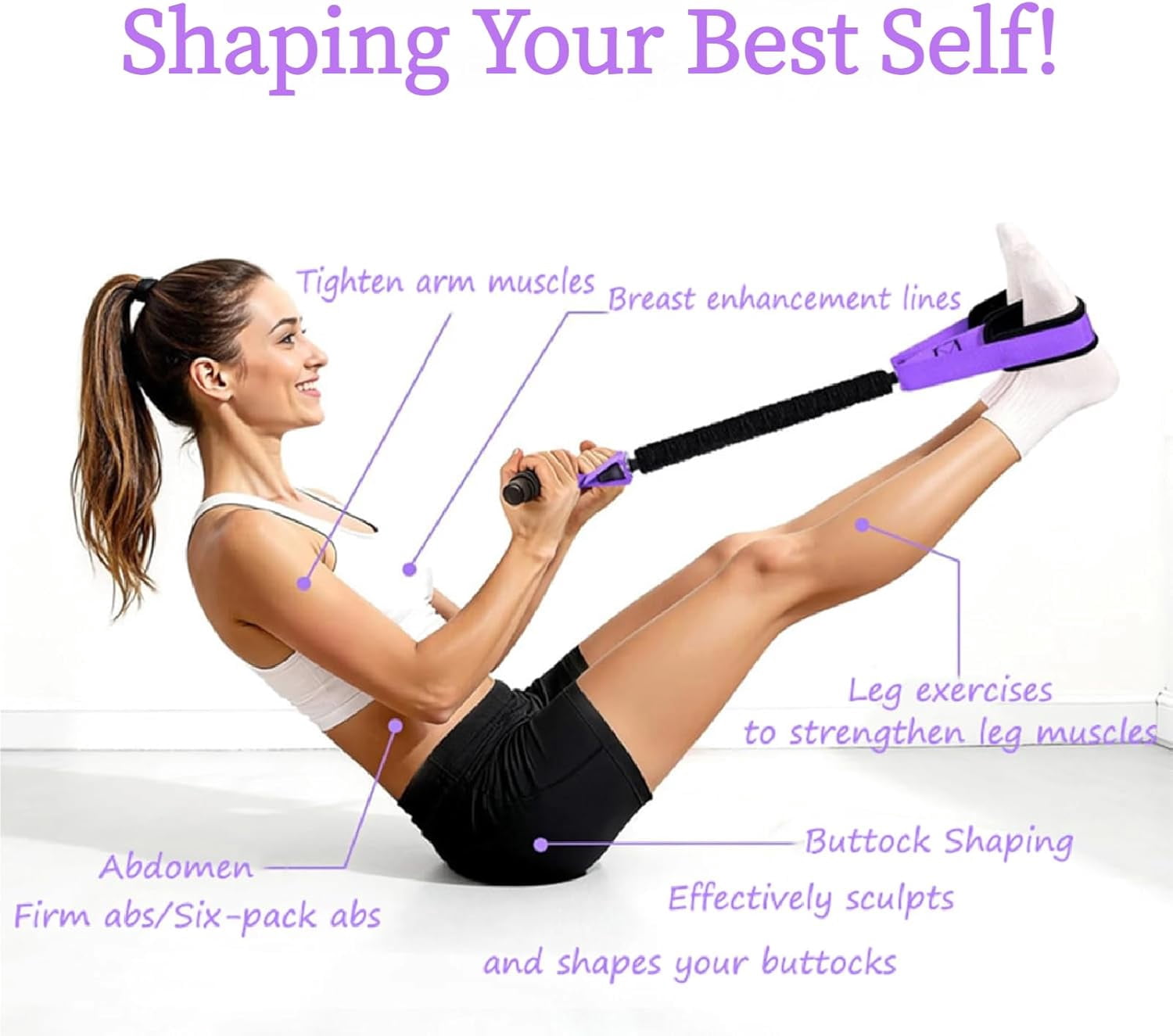 ABCISI Multifunction Pedal Resistance Band with Handle, Tube/Petal/Foot/Full Body Resistance Bands with Handles, Multifunctional Foot Pedal Resistance Band, Leg Raise Straps, Black 55lbs