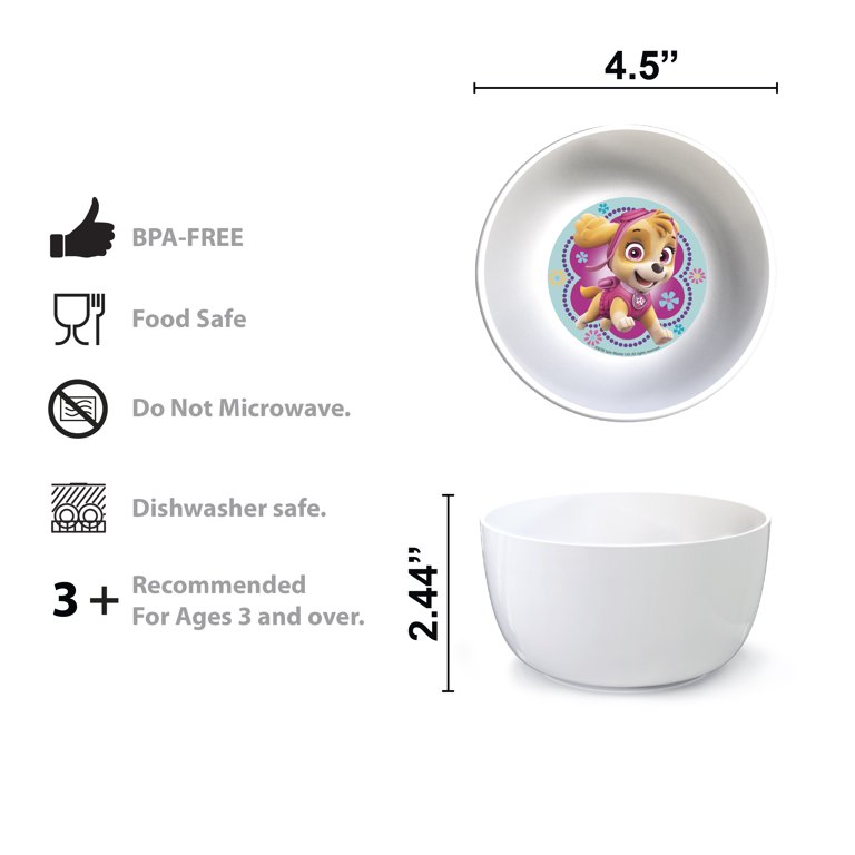 Zak Designs Paw Patrol Dinnerware 5 Piece Set Includes Plate, Bowl