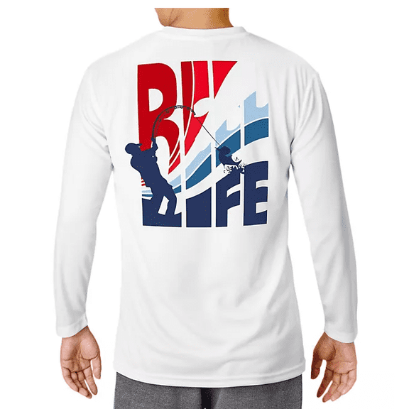 Reel Life Mens Long Sleeve UV Tee White Medium