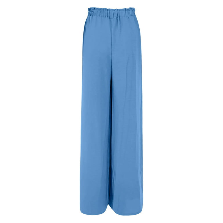 Women's Pants women'S Solid Color High-Waist Loose Women'S Wide Leg Pants  Sky Blue Xl