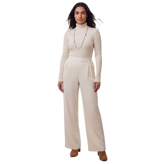 Jessica London Women's Plus Size Ribbed Cotton Turtleneck Sweater