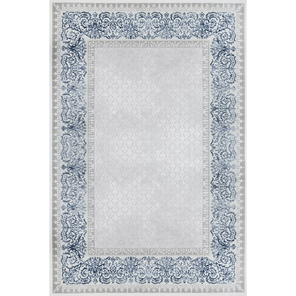 Blue Geometric Area Rugs for Living Room Washable Rugs Boho Moroccan Area Rug Soft Neutral Geometric Bohemian Carpet Distressed Indoor Rug for Bedroom Dining Room Office Foldable Nonslip Rug
