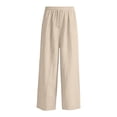 thumbnail image 3 of Girls Flowy Pants Girls Linen Pants Wide Leg School Uniform Pants Kids Elastic Waist Flowy Summer Beach Lounge Trousers with Pockets, 3 of 4