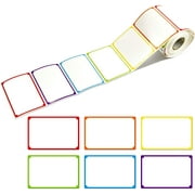 300 pièces 6 couleurs étiquettes d'étiquette de nom unies avec ligne perforée pour la maison de bureau d'école (3.5 "X2.2" chacune)