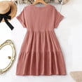thumbnail image 6 of Women's V-Neck Tiered Mini Dress Short Sleeve Ruffle Hem Summer Dress Lightweight Gauze Fabric Casual Loose Fit Boho Flowy Sun Dress for Vacation Beach, 6 of 9