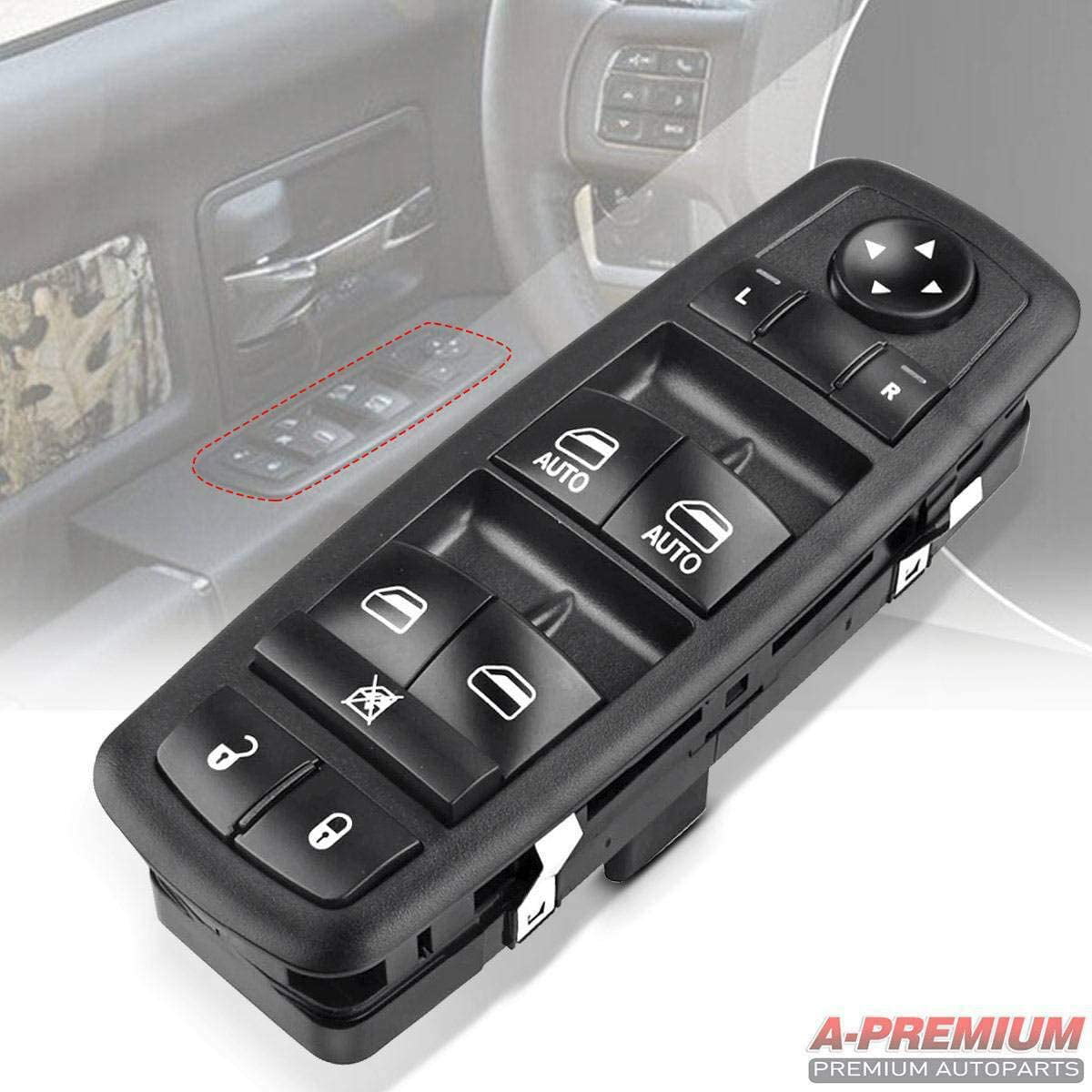 A-Premium Power Window Switch Master Compatible with Dodge Charger Journey Nitro 2008-2014 Chrysler 200 300 2011-2017 Ram 1500/2500/3500/4500/5500 2016 