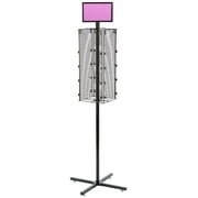 Rotating Grid Rack, 72"H Gridwall Store Fixture, With Sign Holder (Black Metal) (RTGRIDBK)