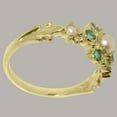 thumbnail image 3 of LBG British Made 18k Yellow Gold Cultured Pearl & Emerald Womens Statement Ring - 33 size options - Size 6.75, 3 of 7