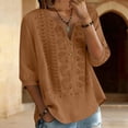 thumbnail image 2 of Vinsonshop Linen Tops for Women Bohemian Tops Bohemian Peasant Shirts Cotton Linen Blouse Embroidered Linen Tops Embroidered Shirt Boho Linen Tunic Tops for Women Gold L, 2 of 6