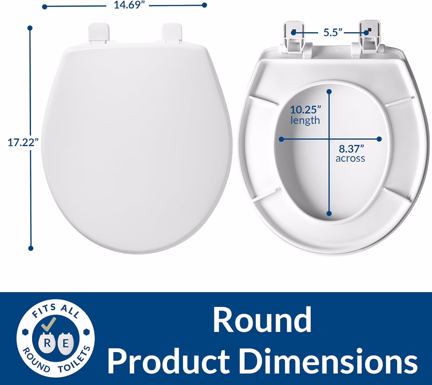 Mayfair Caswell Round Slow Close Toilet Seat, White photo 4