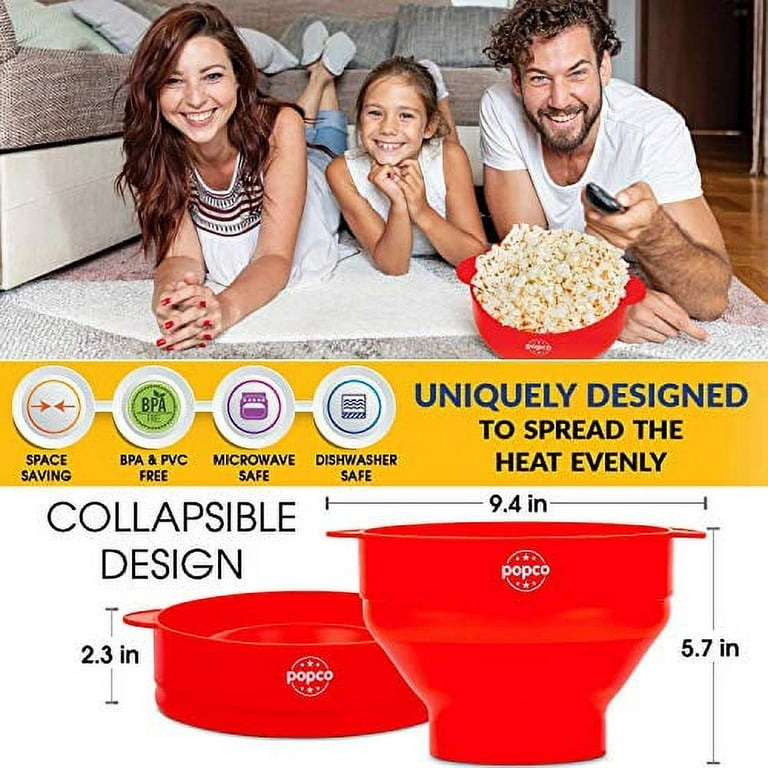 Popco Silicone Microwave Popcorn Popper with Handles - 15 Colors, BPA Free,  Dishwasher Safe