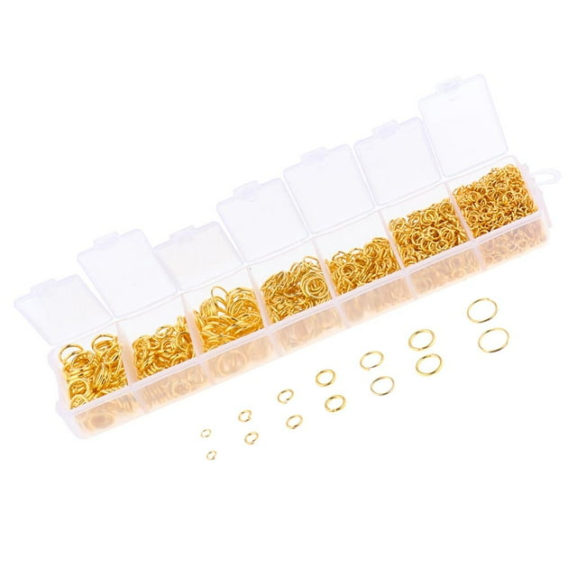 Abbracc 1500 Pcs Open Jump Rings Box Set for DIY Jewelry Making Finding Gold