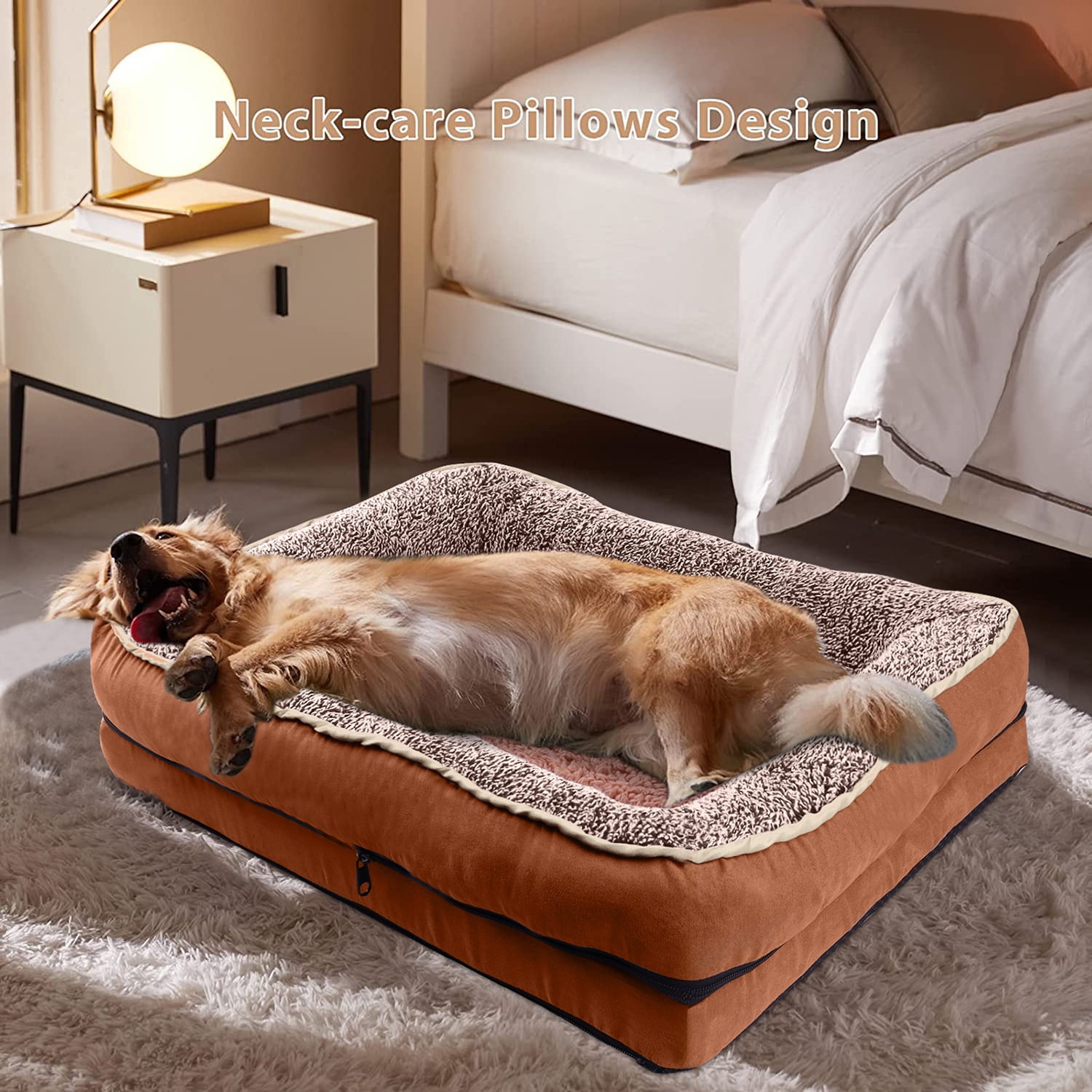 PayUSD Dog Beds for Large Medium Small Dogs Orthopedic Pet Bed Sofa Supportive Egg Crate Foam Animal Couch with Removable Washable Cover Non Skid Bottom S to XL