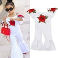thumbnail image 4 of Douhoow 1-5 Y Girls Flower Romper Toddler Summer Embroidery Sleeveless Jumpsuit Bell-bottomed Pants, 4 of 9