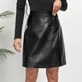 thumbnail image 2 of Fashion Bodycon Leather Skirt High Waisted Slim Fit Stretchy Comfortable Versatile Women's Mini Pencil Skirt, 2 of 2
