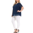 thumbnail image 2 of Women's Plus Size Blouses Pin Dots Round Neck Cute Basic Top Navy Blue 1X, 2 of 7