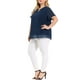 thumbnail image 2 of Women's Plus Size Blouses Pin Dots Round Neck Cute Basic Top Navy Blue 4X, 2 of 7