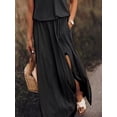 thumbnail image 6 of Women's Plus Size Round Neck Sleeveless Slit Maxi Dress with Pockets 95% polyester and 5% spandex Soft Breathable, 6 of 22