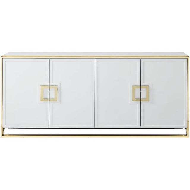 Posh Living Haukea 4-Door & 2 Adjustable Shelves Modern Wood Sideboard in White