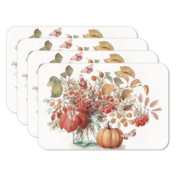 CounterArt Autumn in Nature Reversible Easy Care Plastic Tabletop Placemat 4-Pack