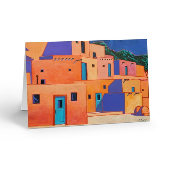 Beautiful Colorful Mexican Adobes Blank Note Cards - 10 Note Cards with Envelope