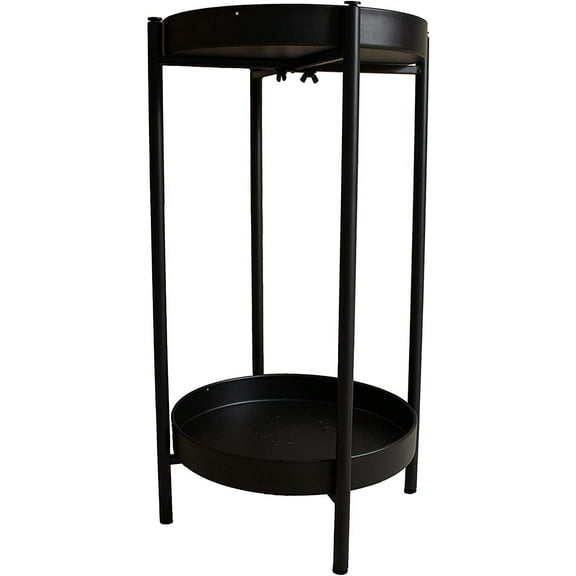 Cotta Planters 23" Black 2-Tier Metal Plant Stand with Removable Trays – Indoor Plant Shelf, Modern Side Table or Nightstand, Powder-Coated Steel Frame
