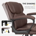 thumbnail image 4 of Homall Mid Back Executive Office Chair Swivel Computer Task Chair with Armrests, Ergonomic Leather-Padded Desk Chair with Lumbar Support, Brown, 4 of 7