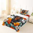 thumbnail image 5 of Homewish Vintage Pet Dog Twin Sheets,Watercolor Flowers Bedding,White Orange,3pcs,1 Fitted Sheet and 1 Pillowcase, 5 of 6
